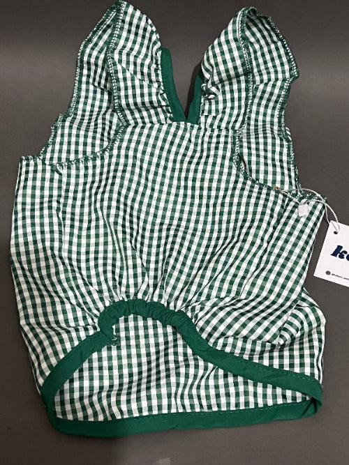 Blusa para perro y gato en cuadros color verde, fresca, coqueta, sin mangas ni botones.