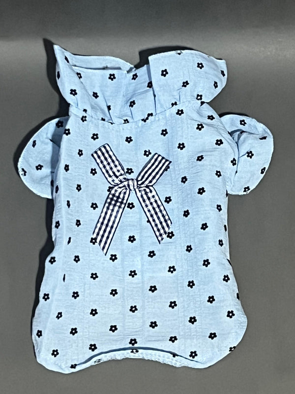 BLUSA PARA PERRO O GATO CON ESTAMPADO DE FLORECITA, SUPER FRESCA CON CUELLO DE TACHONES COQUETA PARA EL DIARIO