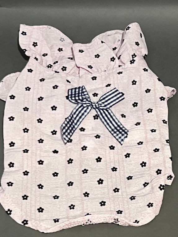 BLUSA PARA PERRO O GATO CON ESTAMPADO DE FLORECITA, SUPER FRESCA CON CUELLO DE TACHONES COQUETA PARA EL DIARIO