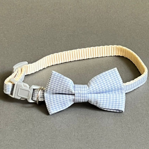 collar, pajarita o moñito para el cuello hecho de algodòn en color azul. para razas pequeñas a medianas.