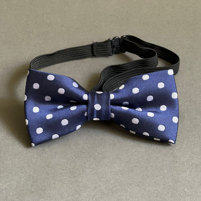 MOÑITO PARA EL CUELLO AJUSTABLE SIRVE PARA RAZAS GRANDES. AZUL MARINO DE BOLITAS BLANCAS.