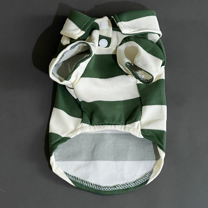 polo rayas fresca, liviana, muy comoda, para perro y gato de raza mini hasta mediana. color verde