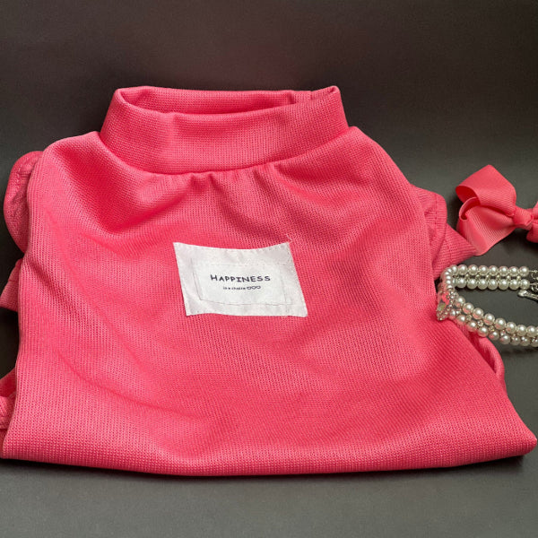 Suéter para perro pequeño a mediano color rosa con olanes