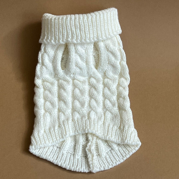 SUETER TEJIDO CUELLO TORTUGA, DE BUENA CALIDAD, CALIENTITO PARA RAZAS PEQUEÑAS. COLOR BLANCO