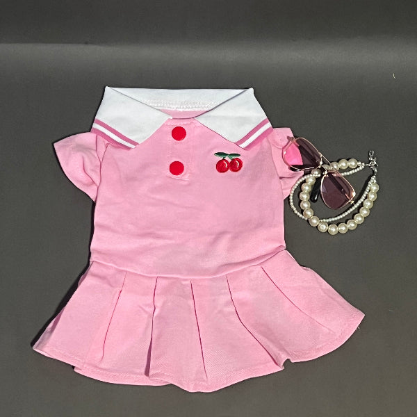 vestido tipo polo. Cómodo, sin botones ni cierres, ligero, coqueto. color rosa