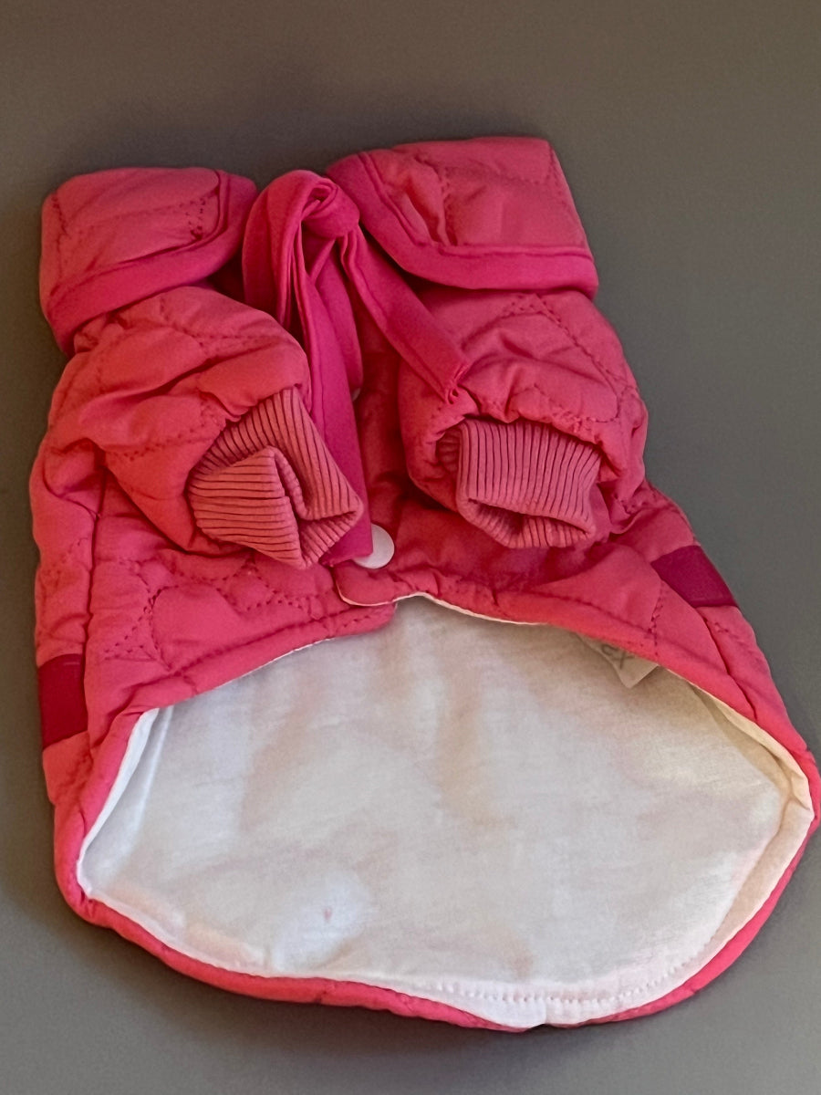 Chamarra de botones color rosa fuerte para perros pequeños