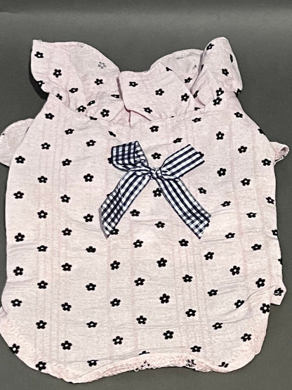 BLUSA PARA PERRO O GATO CON ESTAMPADO DE FLORECITA, SUPER FRESCA CON CUELLO DE TACHONES COQUETA PARA EL DIARIO