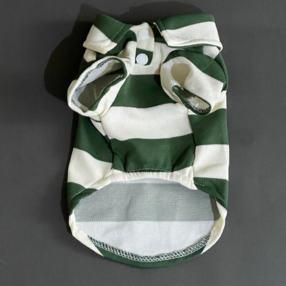 polo rayas fresca, liviana, muy comoda, para perro y gato de raza mini hasta mediana. color verde