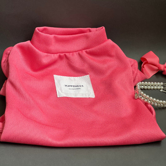 Suéter para perro pequeño a mediano color rosa con olanes