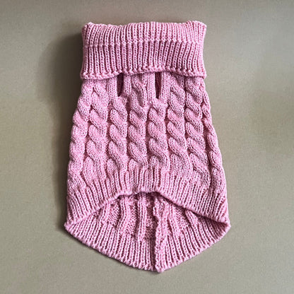 SUETER TEJIDO CUELLO TORTUGA, DE BUENA CALIDAD, CALIENTITO PARA RAZAS PEQUEÑAS.  COLOR ROSA