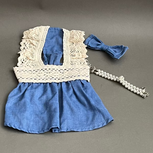 VESTIDO LIVIANO PARA PERRO O GATO, DE TIURA BORDADA ELÀSTICA. 