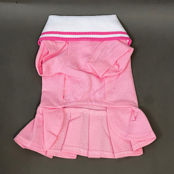 vestido tipo polo. Cómodo, sin botones ni cierres, ligero, coqueto. color rosa