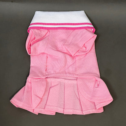vestido tipo polo. Cómodo, sin botones ni cierres, ligero, coqueto. color rosa