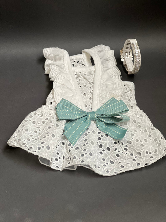 Vestido Blanco Tela Perforada