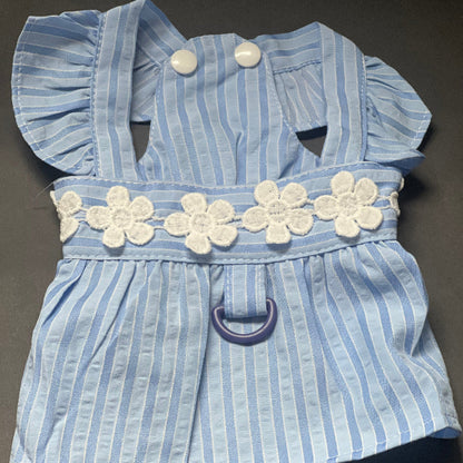 vestido fresco y fácil de poner,rayas con una franja de flores. para razas pequeñas.
