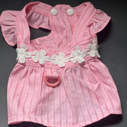 vestido fresco y fácil de poner,rayas con una franja de flores. para razas pequeñas.
